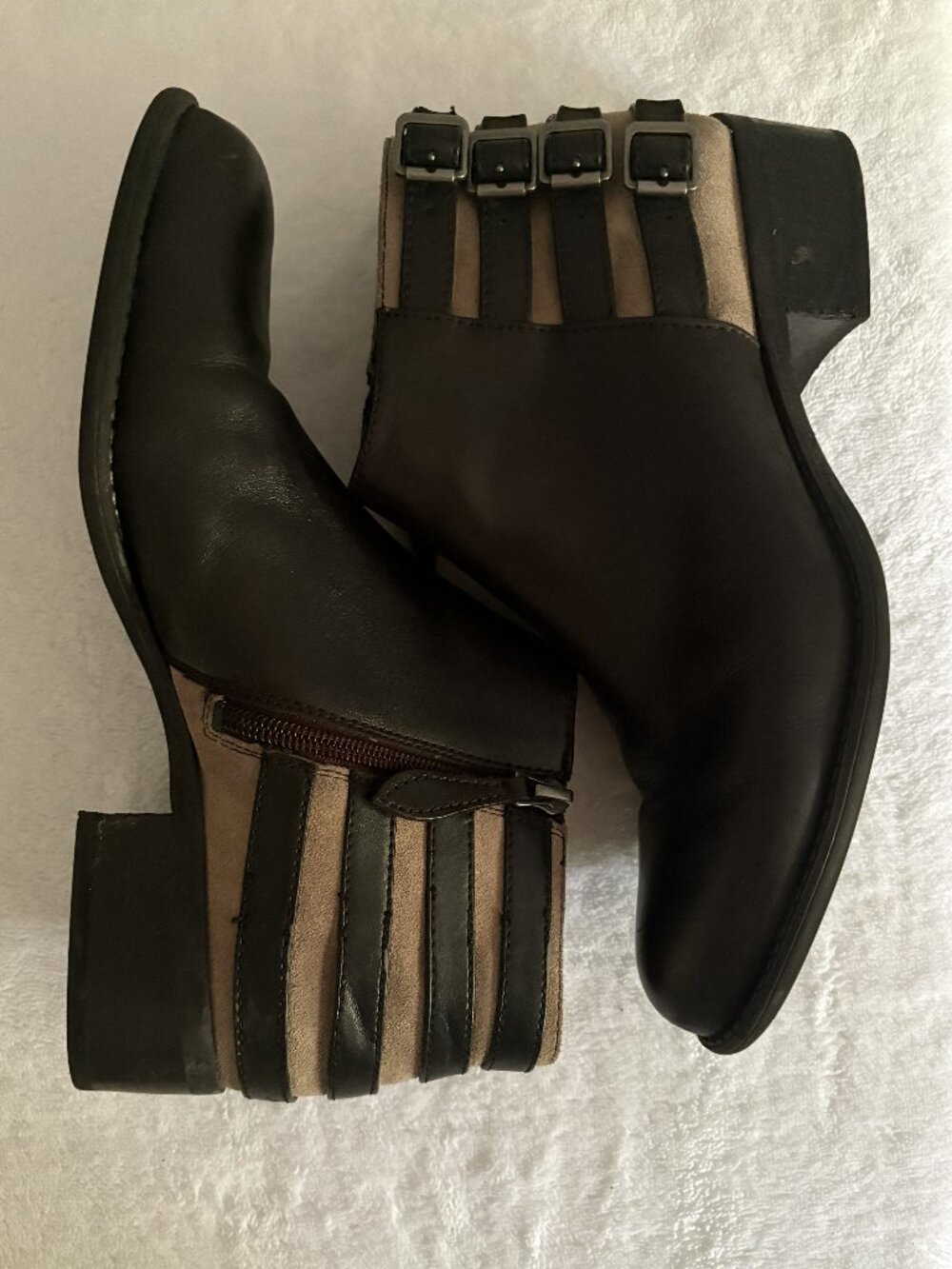 Franco Sarto black and cream booties, size 9M